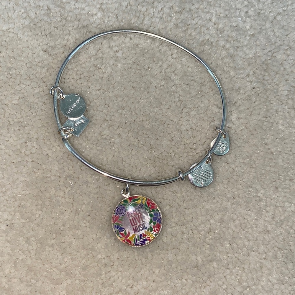 Peace love Music silver Alex and Ani bracelet